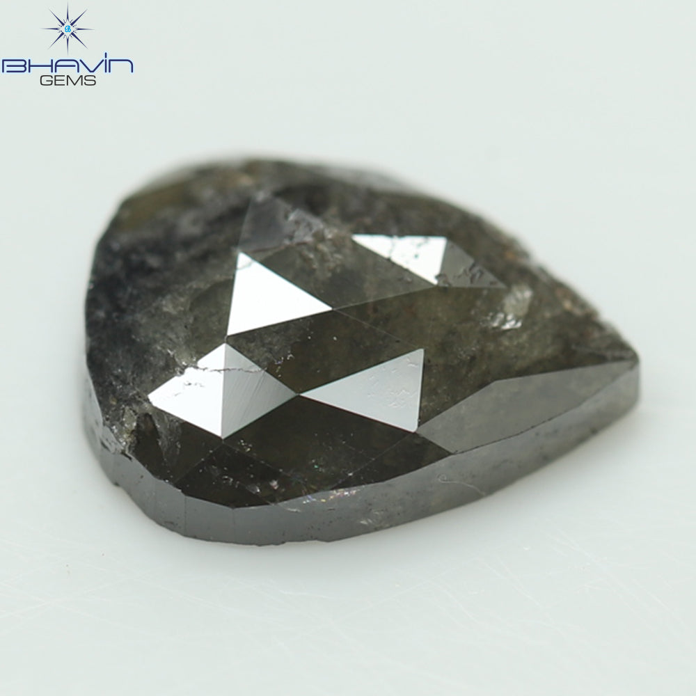 1.60 CT, Pear  Shape, Black Gray (Salt and Pepper) Color Diamond, Clarity I3