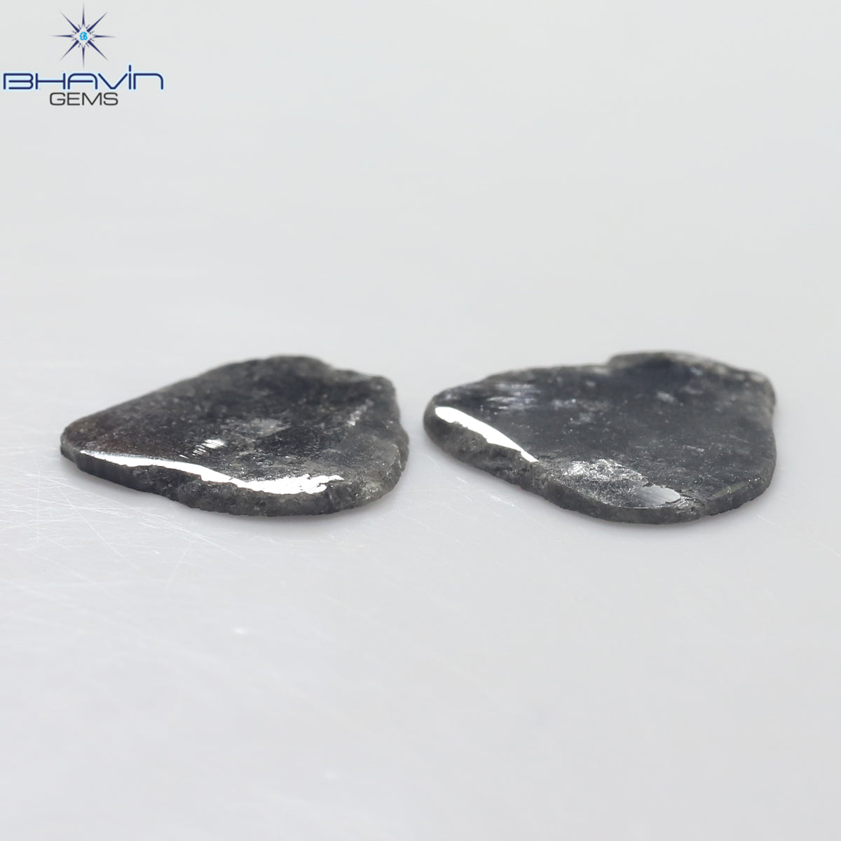 3.16 CT (2 Pcs) Slice Natural Diamond Salt And Pepper Color Clarity I3 (12.32 MM)