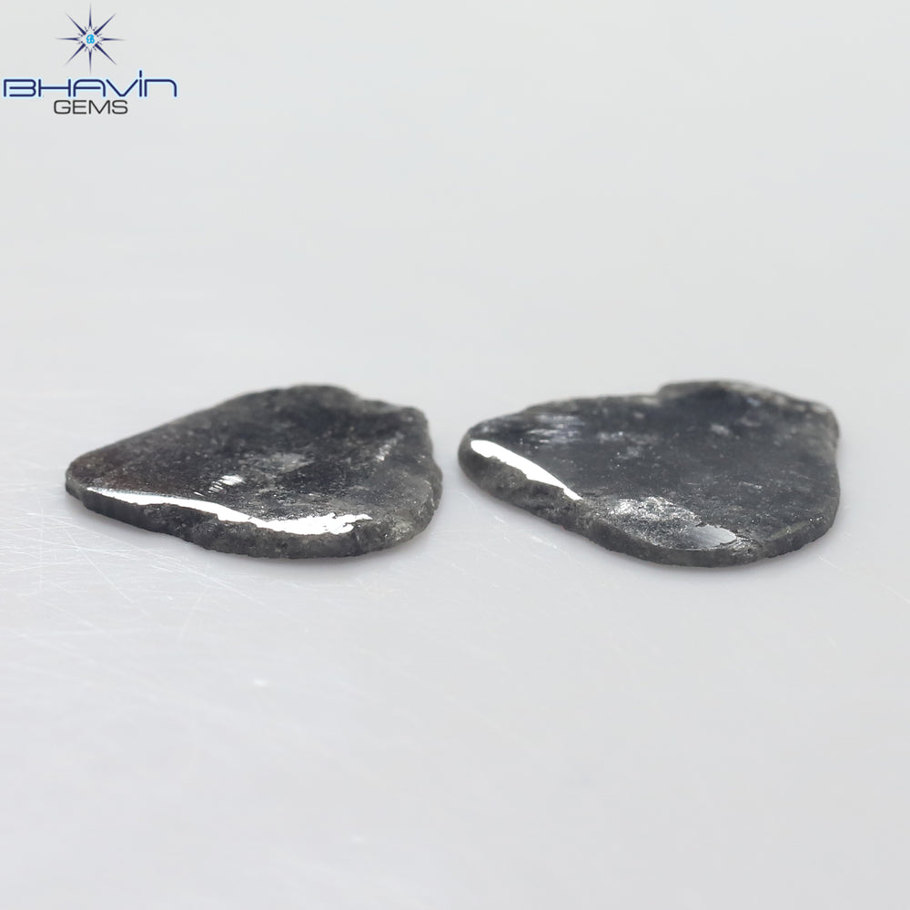 3.16 CT/2 PCS Slice Shape Natural Diamond Salt And Pepper Color I3 Clarity (12.32 MM)
