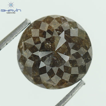 1.45 CT, Round Rose cut Diamond, Brown (Salt and Pepper) Color, Clarity I3