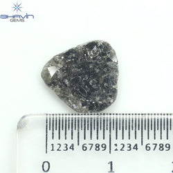 1.91 CT スライス形状 天然ダイヤモンド ソルト アンド ペッパー カラー I3 クラリティ (12.20 MM)