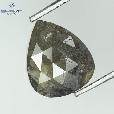 1.60 CT、ペアシェイプ、ブラック グレー (ソルト アンド ペッパー) カラー ダイヤモンド、クラリティ I3
