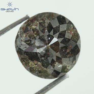 2.68 CT, Round Rose cut Diamond, Brown (Salt And Pepper) Color, Clarity I3