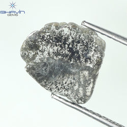 1.08 CT スライス形状 天然ダイヤモンド ソルト アンド ペッパー カラー I3 クラリティ (10.00 MM)