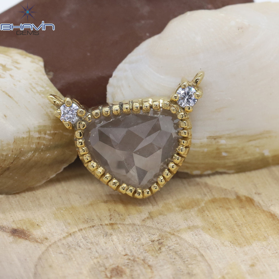 Diamond Pendant, Heart Diamond, White Diamond, Yellow Gold Pendant, Bridal Necklace, Pendant