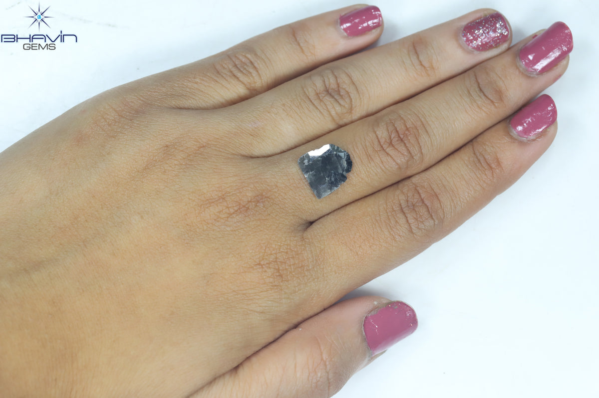 1.56 CT Slice Natural Diamond Black Color Clarity I3 (11.90 MM)