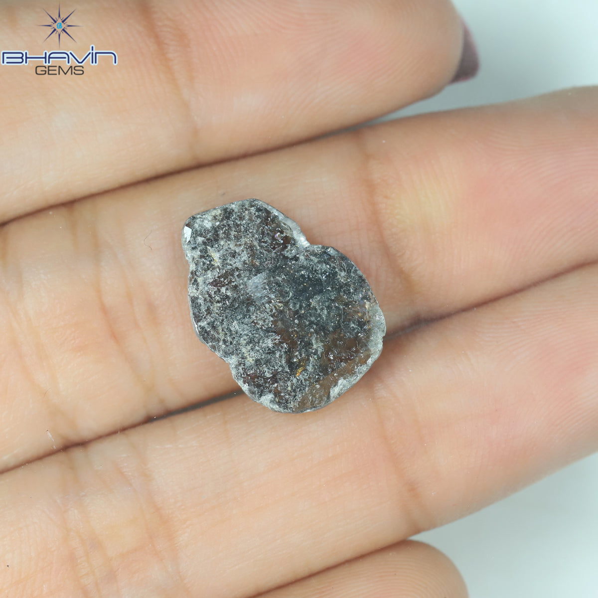 2.79 CT スライス シェイプ ナチュラル ダイヤモンド ソルト アンド ペッパー カラー I3 クラリティ (14.35 MM)
