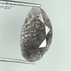 0.77 CT スライス シェイプ ナチュラル ダイヤモンド ソルト アンド ペッパー カラー I3 クラリティ (13.00 MM)