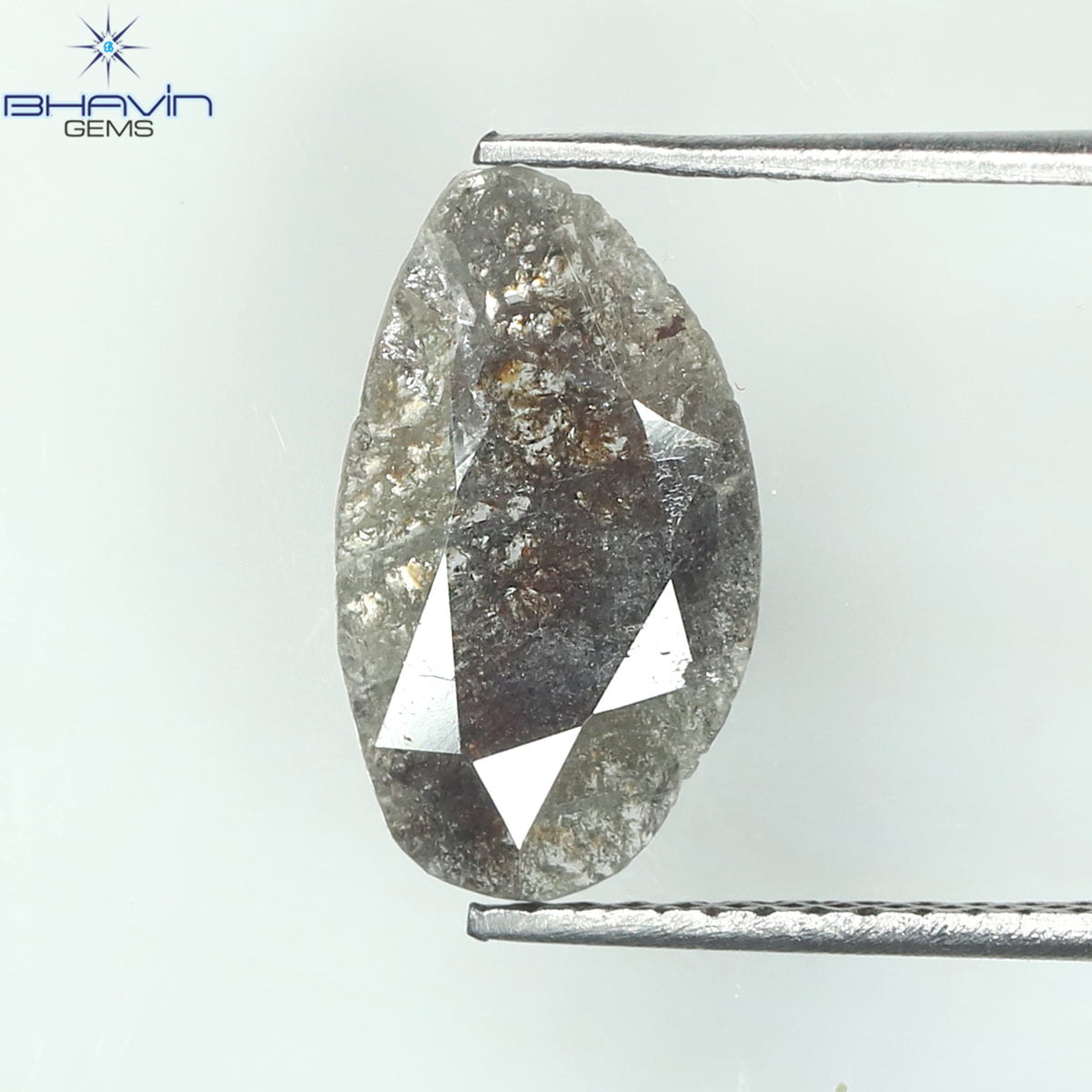 0.77 CT スライス シェイプ ナチュラル ダイヤモンド ソルト アンド ペッパー カラー I3 クラリティ (13.00 MM)