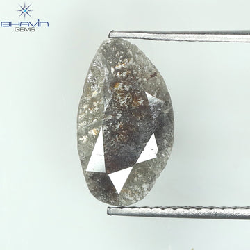 0.77 CT スライス シェイプ ナチュラル ダイヤモンド ソルト アンド ペッパー カラー I3 クラリティ (13.00 MM)