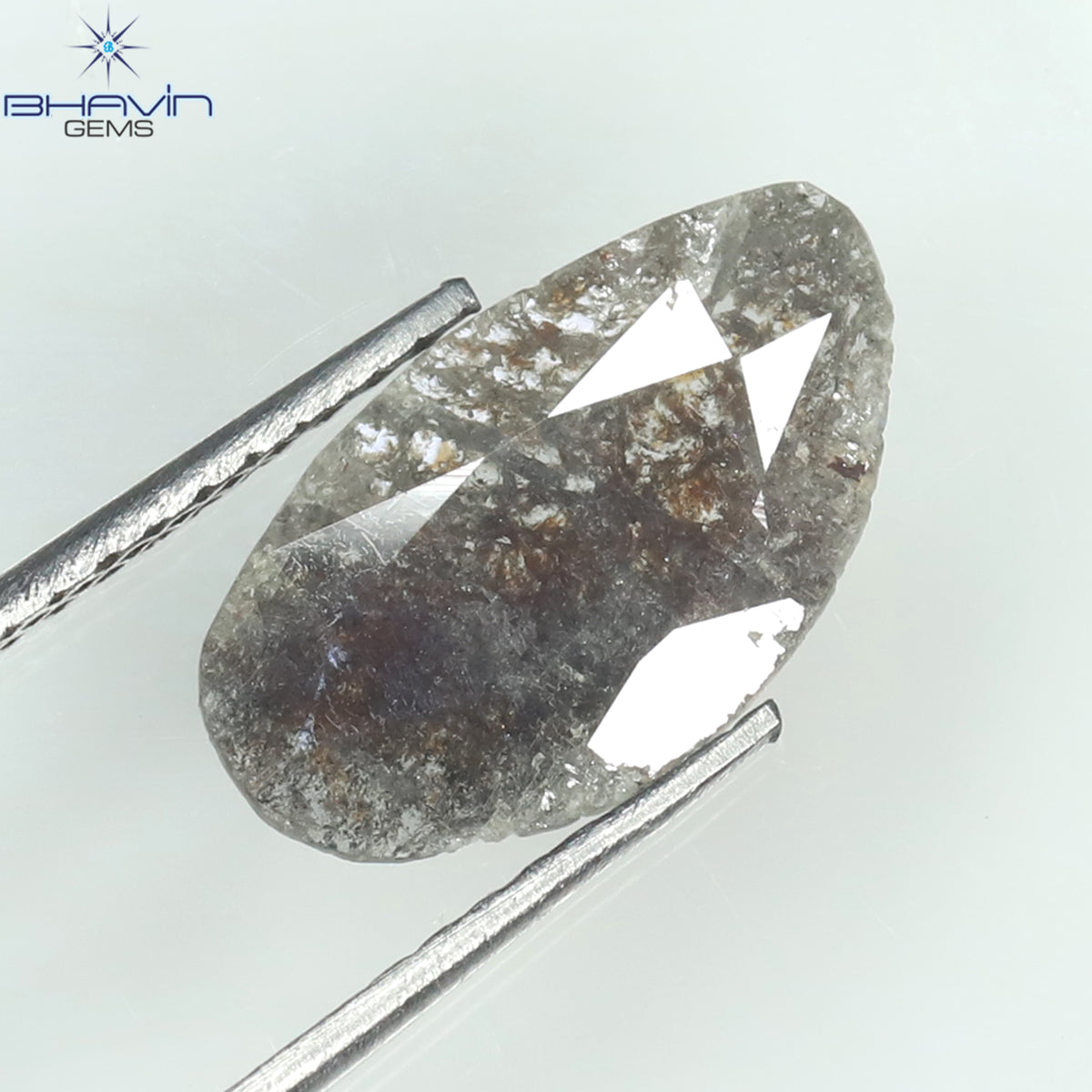 0.77 CT スライス シェイプ ナチュラル ダイヤモンド ソルト アンド ペッパー カラー I3 クラリティ (13.00 MM)