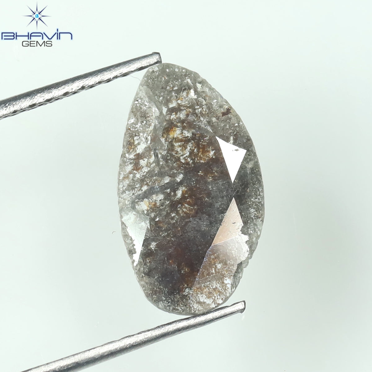 0.77 CT スライス シェイプ ナチュラル ダイヤモンド ソルト アンド ペッパー カラー I3 クラリティ (13.00 MM)