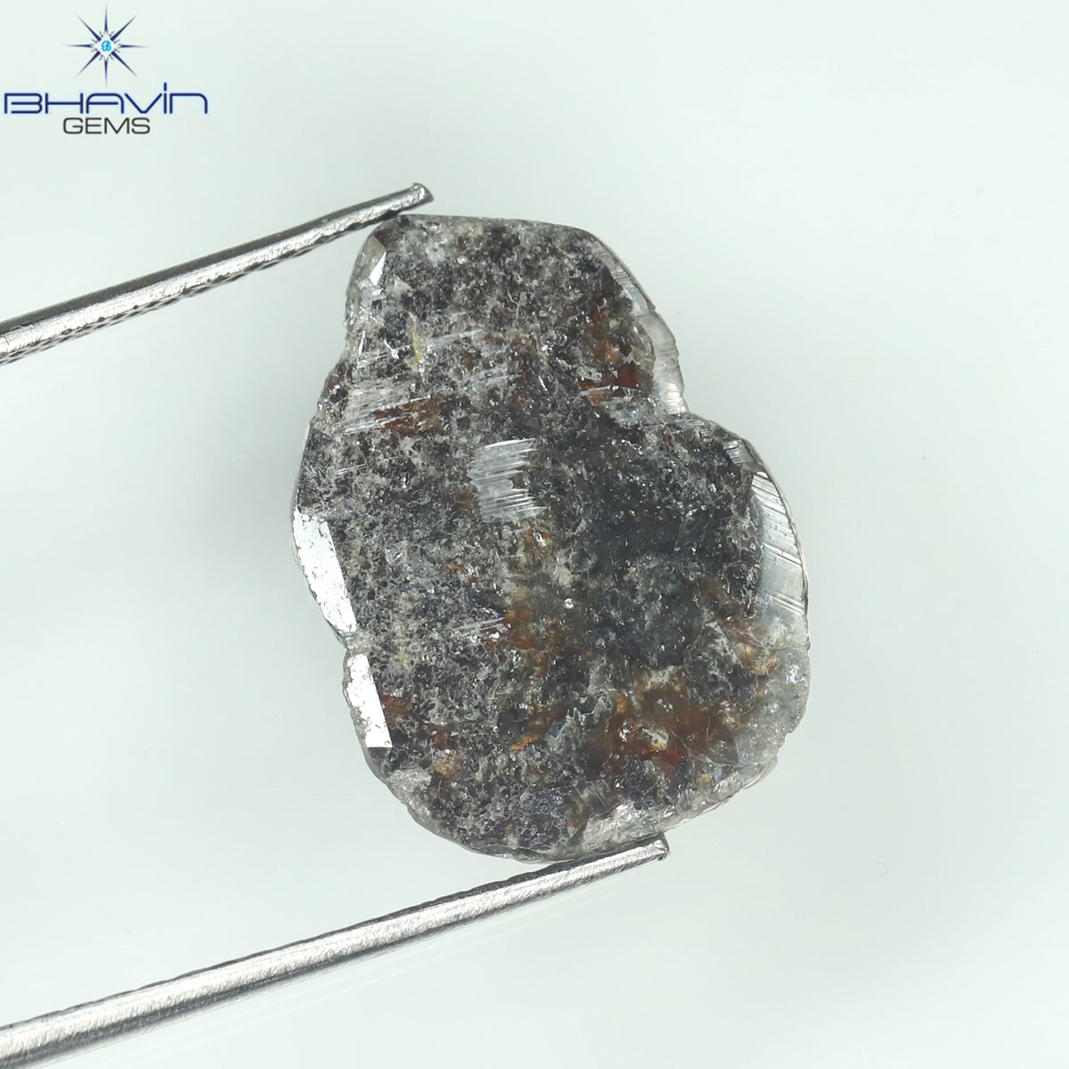 2.79 CT スライス シェイプ ナチュラル ダイヤモンド ソルト アンド ペッパー カラー I3 クラリティ (14.35 MM)