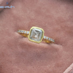 エメラルド ダイヤモンド ソルト アンド ペッパー ダイヤモンド 天然ダイヤモンド ゴールド リング 婚約指輪
