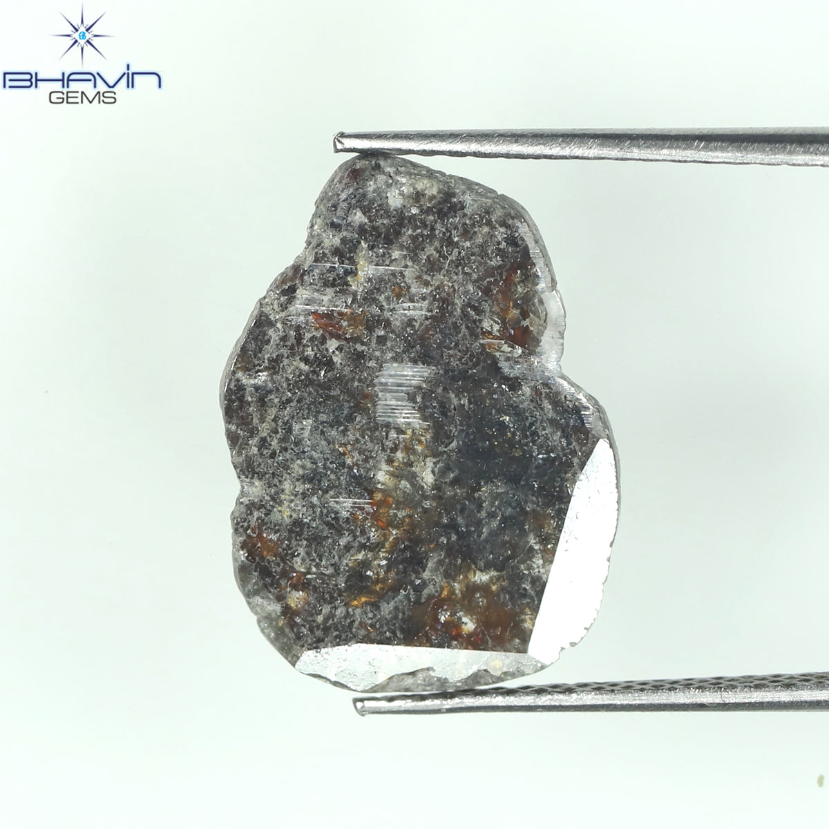 2.79 CT スライス シェイプ ナチュラル ダイヤモンド ソルト アンド ペッパー カラー I3 クラリティ (14.35 MM)