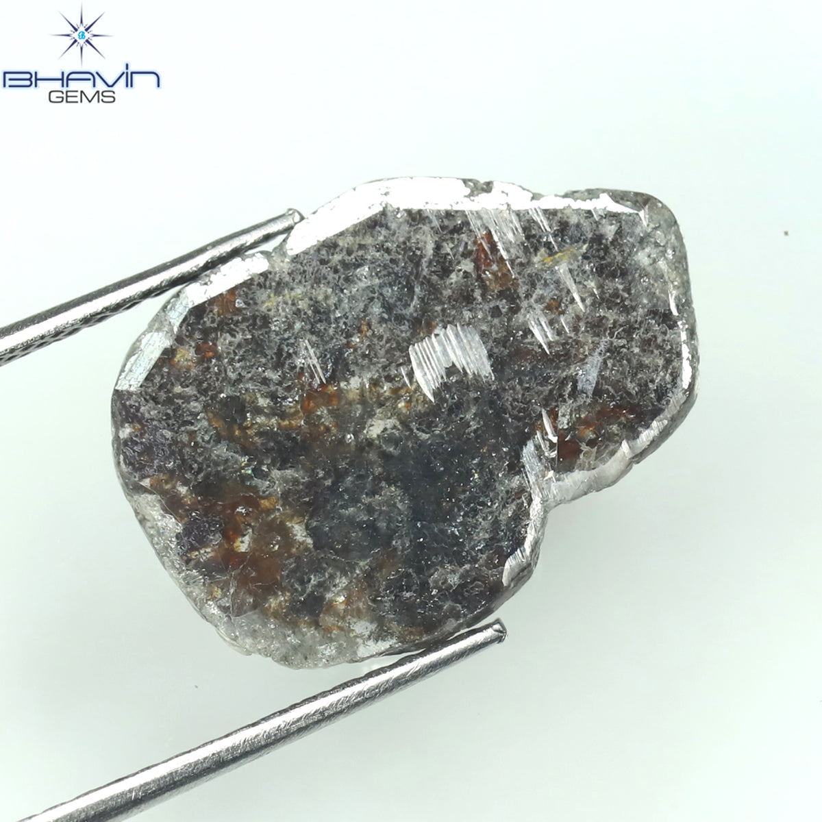 2.79 CT スライス シェイプ ナチュラル ダイヤモンド ソルト アンド ペッパー カラー I3 クラリティ (14.35 MM)