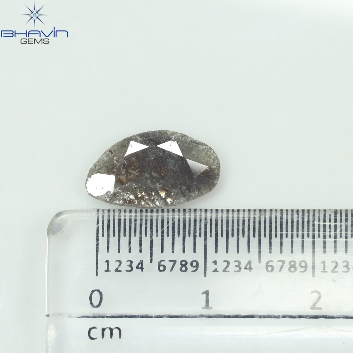 0.77 CT スライス シェイプ ナチュラル ダイヤモンド ソルト アンド ペッパー カラー I3 クラリティ (13.00 MM)
