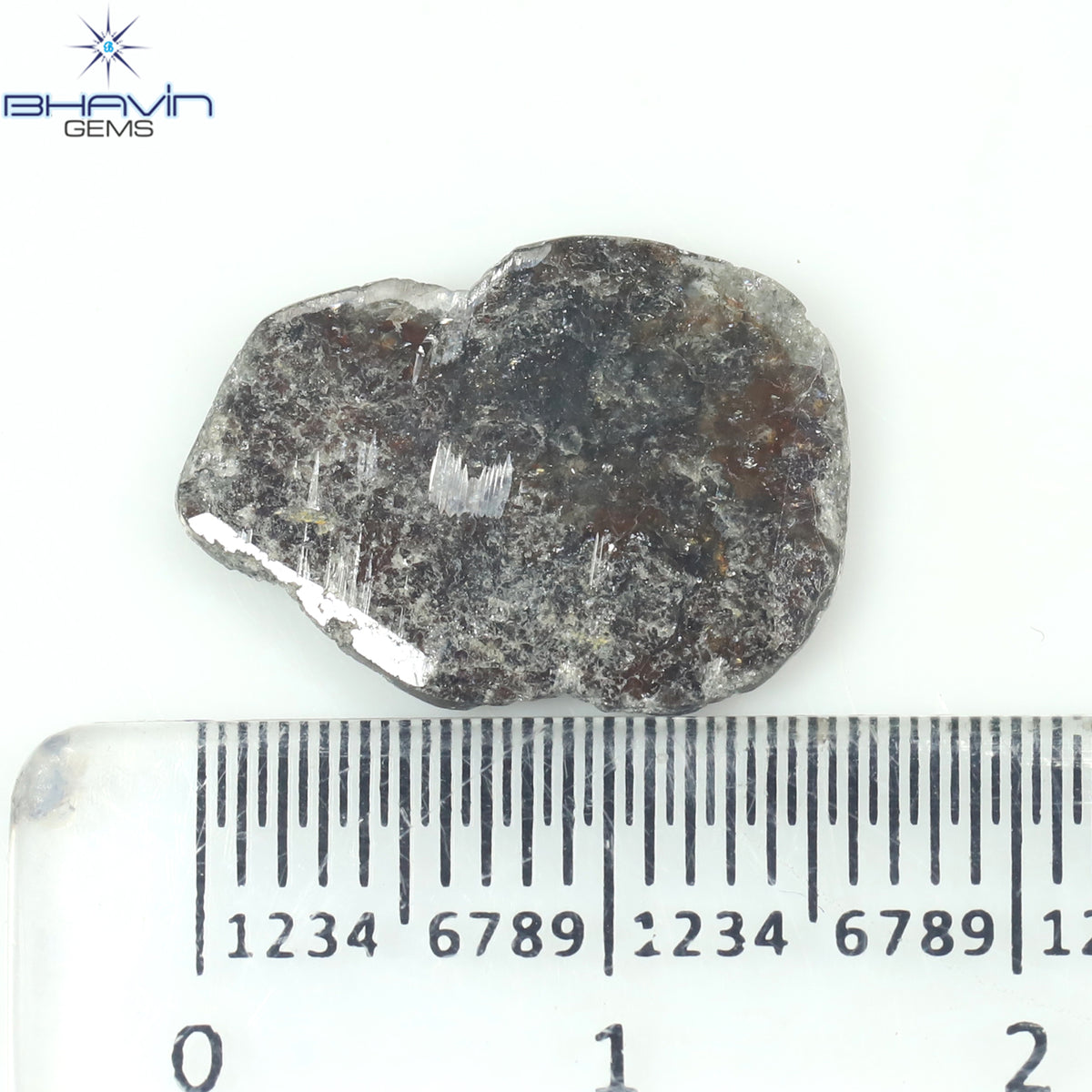 2.79 CT スライス シェイプ ナチュラル ダイヤモンド ソルト アンド ペッパー カラー I3 クラリティ (14.35 MM)