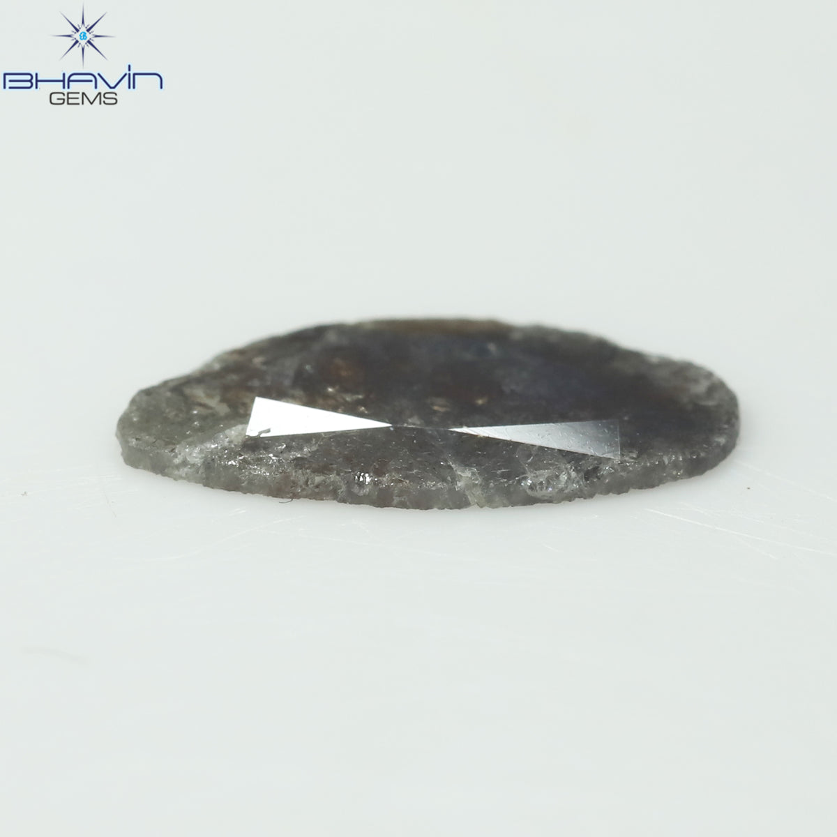0.77 CT スライス シェイプ ナチュラル ダイヤモンド ソルト アンド ペッパー カラー I3 クラリティ (13.00 MM)