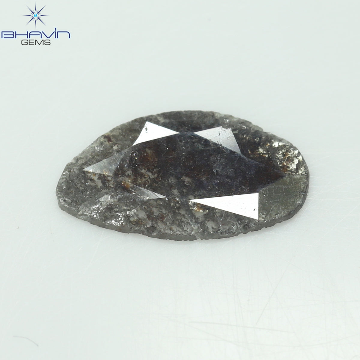 0.77 CT スライス シェイプ ナチュラル ダイヤモンド ソルト アンド ペッパー カラー I3 クラリティ (13.00 MM)