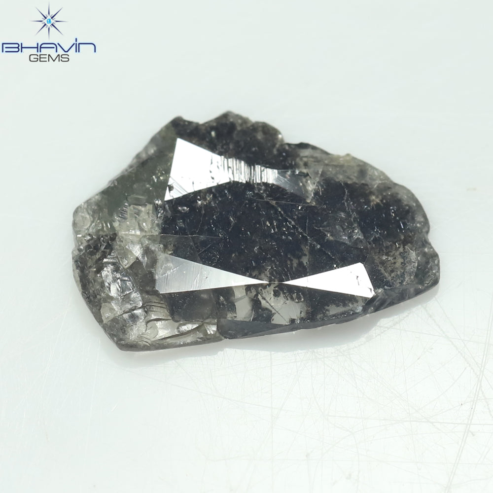 1.29 CT Slice Shape Natural Diamond Salt And Pepper Color I3 Clarity (12.22 MM)
