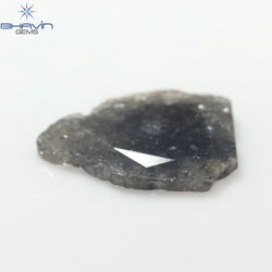 1.20 CT スライス形状 天然ダイヤモンド ソルト アンド ペッパー カラー I3 クラリティ (10.38 MM)
