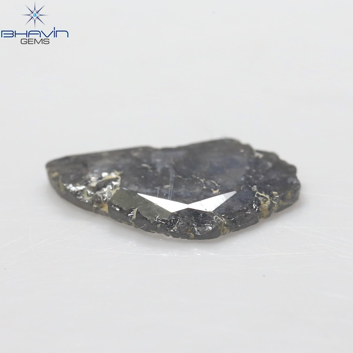 2.28 CT スライス形状 天然ダイヤモンド ソルト アンド ペッパー カラー I3 クラリティ (13.30 MM)