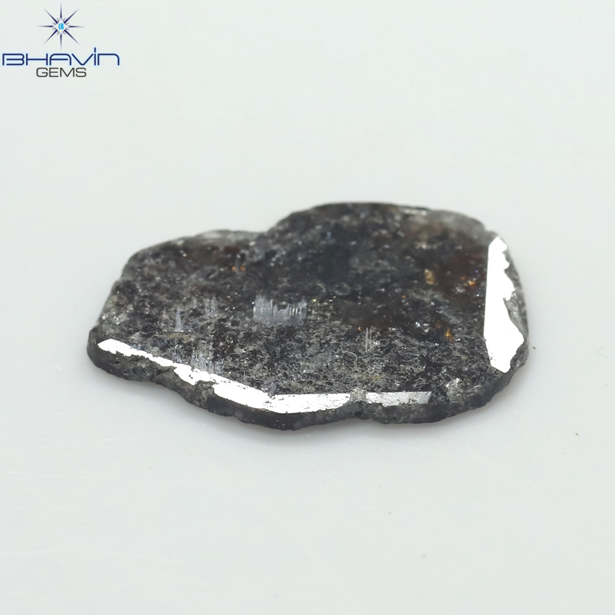2.79 CT スライス シェイプ ナチュラル ダイヤモンド ソルト アンド ペッパー カラー I3 クラリティ (14.35 MM)