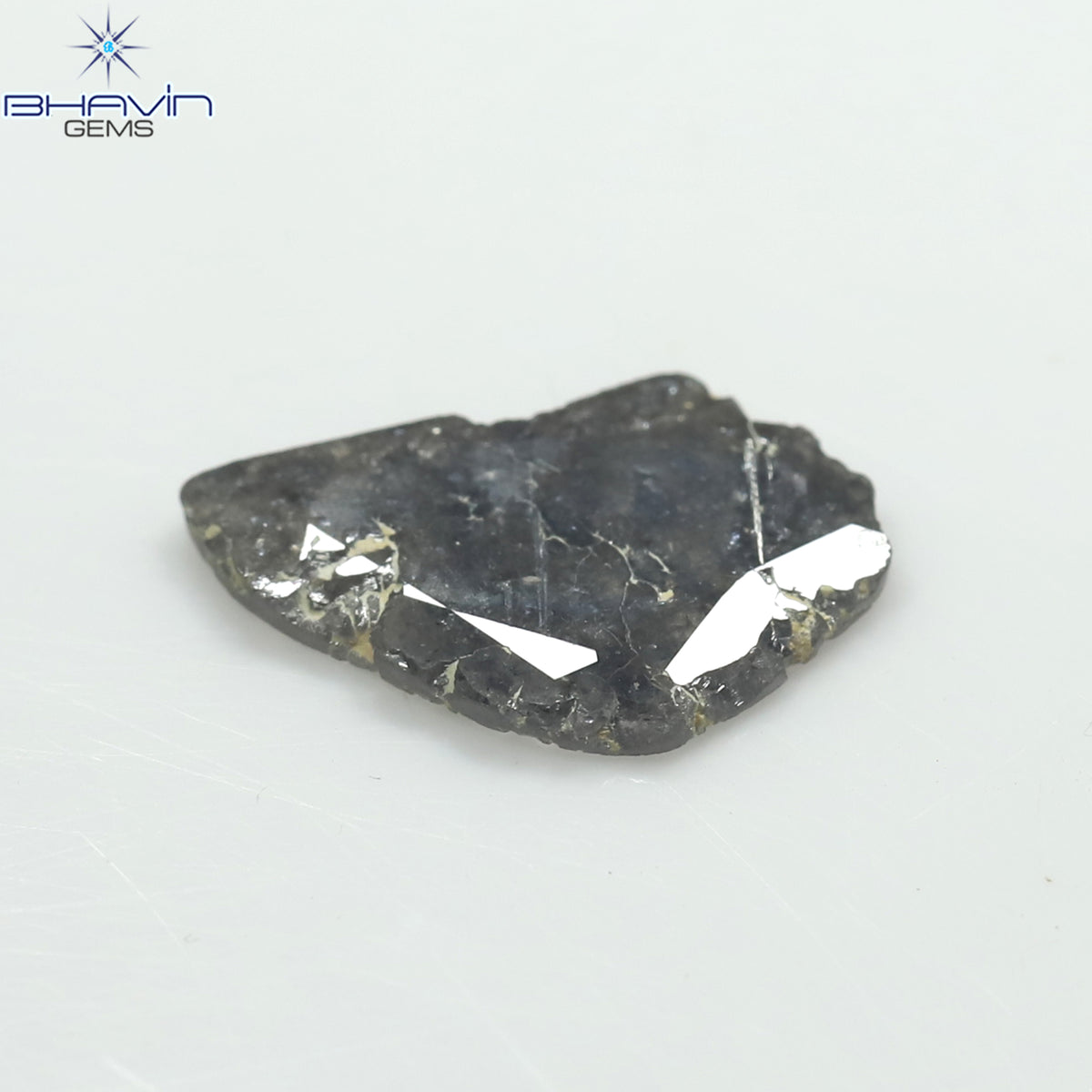 2.28 CT スライス形状 天然ダイヤモンド ソルト アンド ペッパー カラー I3 クラリティ (13.30 MM)