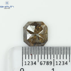 1.80 CT, Radiant Shape Diamond Brown Salt And Pepper Color, I3 Clarity, (7.84 MM)