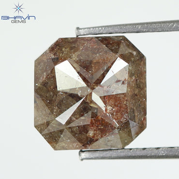 1.84 CT, Radiant Shape Diamond Brown Salt And Pepper Color, I3 Clarity, (7.52 MM)