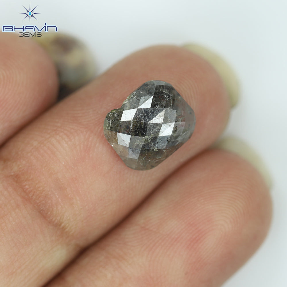 1.86 CT, Cushion Shape Diamond  Salt and Pepper Color, I3 Clarity, (9.08 MM)