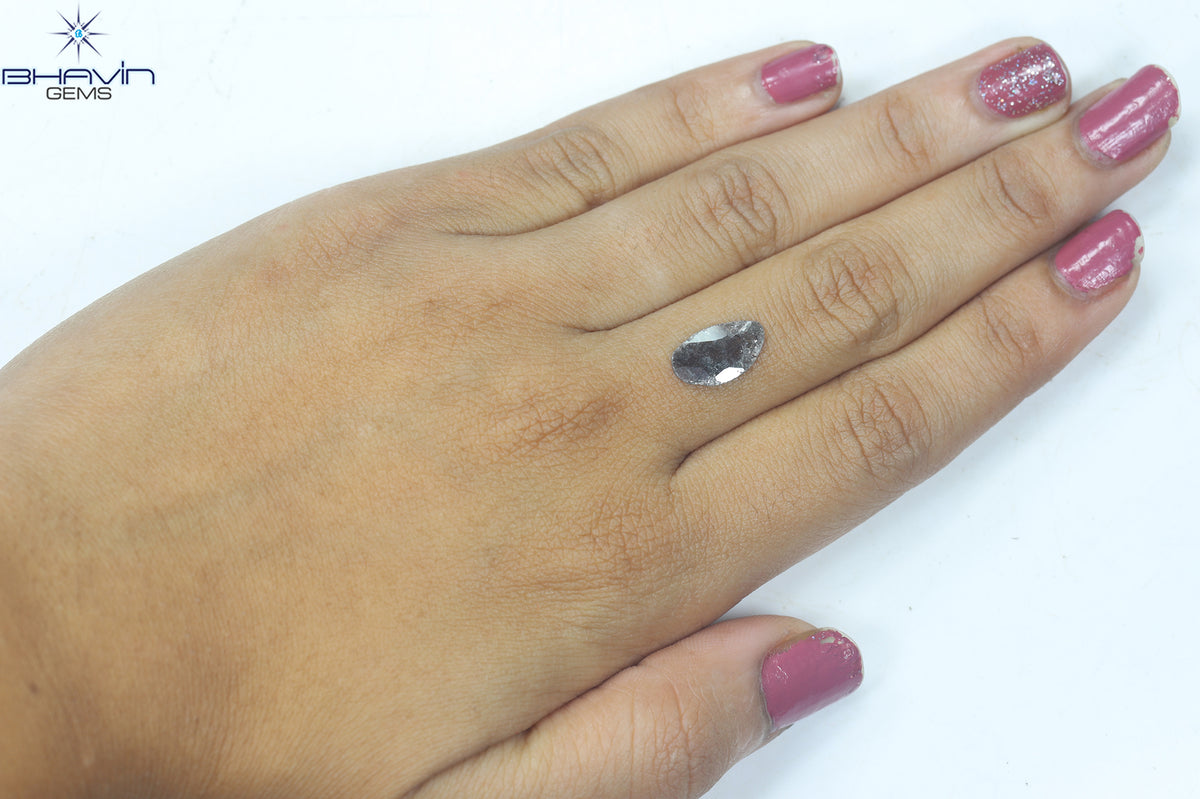 0.77 CT スライス シェイプ ナチュラル ダイヤモンド ソルト アンド ペッパー カラー I3 クラリティ (13.00 MM)