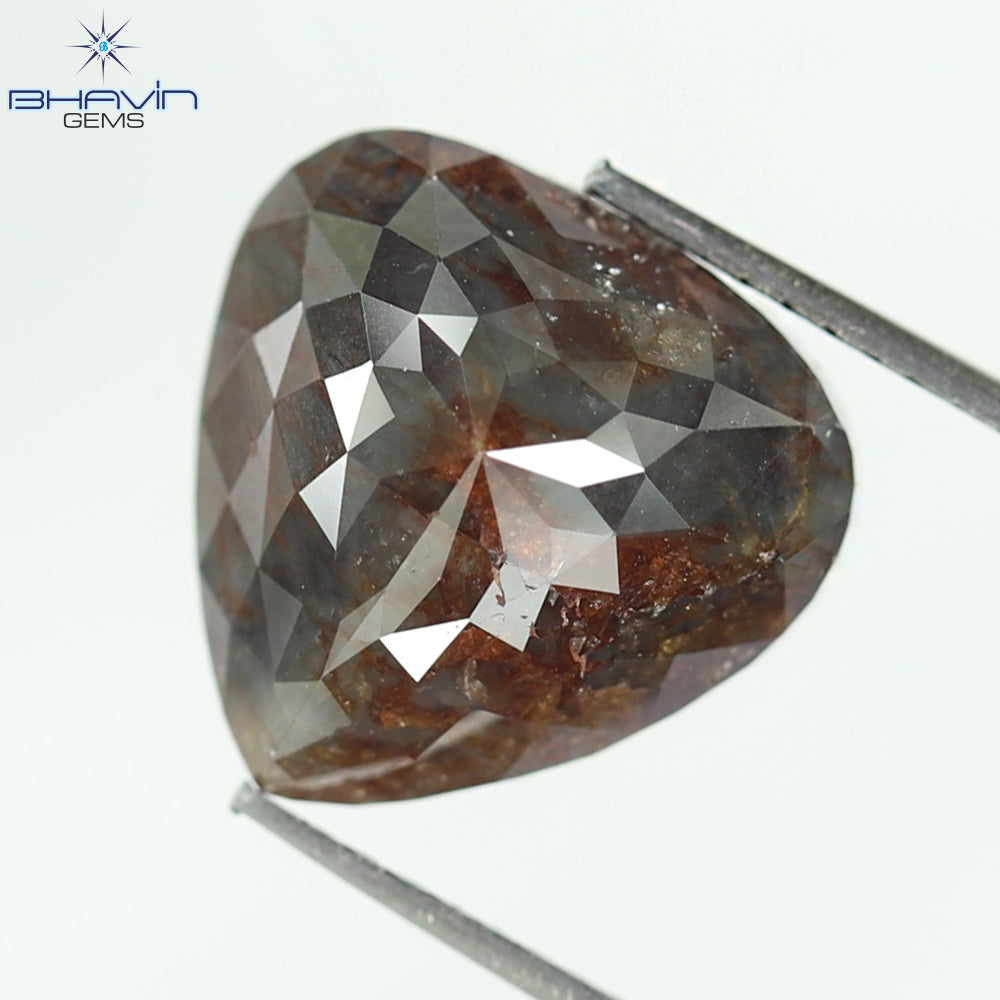 9.41 CT, Heart Modified Brown Red Natural loose Diamond,(12.55 MM)