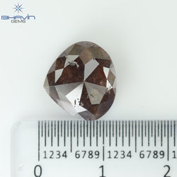 6.67 CT、ハート モディファイド ブラウン レッド ナチュラル ルース ダイヤモンド (11.34 MM)