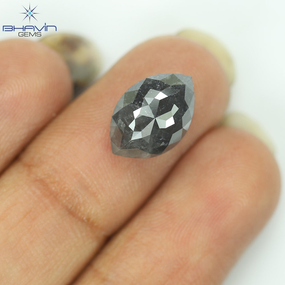 3.89 CT、マーキス グレー ナチュラル ルース ダイヤモンド (12.04MM)