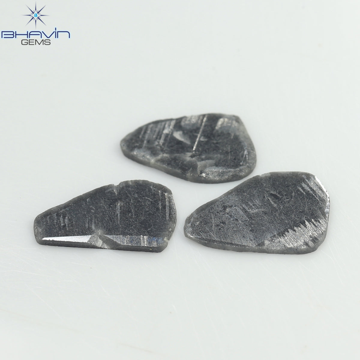 4.32 CT (3 Pcs) Slice Natural Diamond Black Color Clarity I3 (13.40 MM)