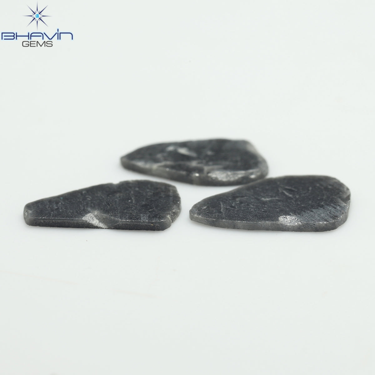 4.32 CT (3 Pcs) Slice Natural Diamond Black Color Clarity I3 (13.40 MM)