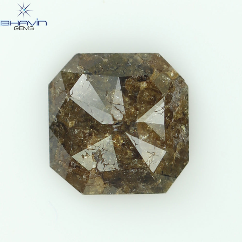 1.80 CT, Radiant Shape Diamond Brown Salt And Pepper Color, I3 Clarity, (7.84 MM)