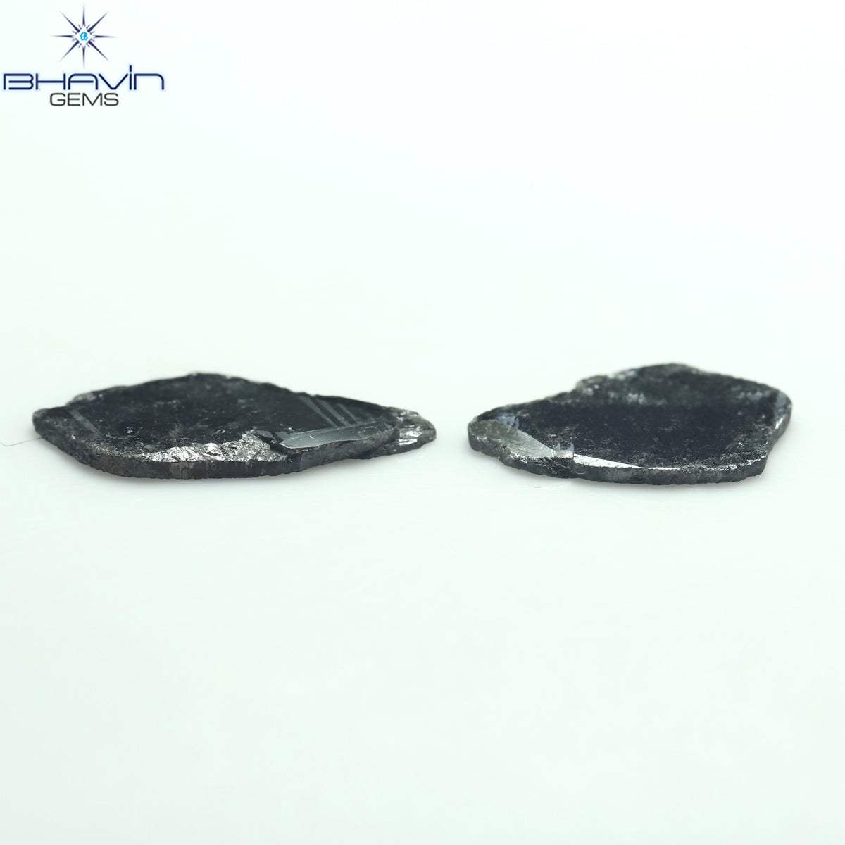 2.69 CT (2 Pcs) Slice Natural Diamond Black Color Clarity I3 (15.45 MM)