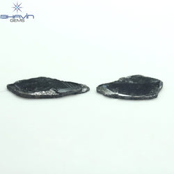 2.69 CT (2 個) スライス シェイプ ナチュラル ダイヤモンド ブラック カラー I3 クラリティ (15.45 MM)