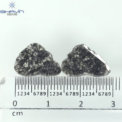 3.44 CT/2 Pcs Slice Shape Natural Diamond Salt And Pepper Color I3 Clarity (14.15 MM)