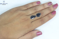 2.69 CT(2 Pcs) Slice Shape Natural Diamond Black Color I3 Clarity (15.45 MM)