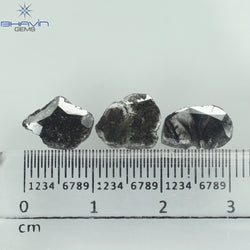 2.30 CT/3 PCS Slice Shape Natural Diamond Salt And Pepper Color I3 Clarity (10.70 MM)