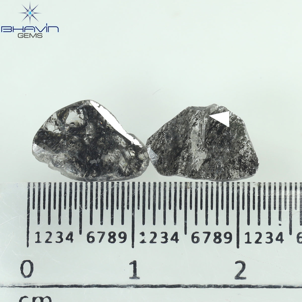 1.92 CT (2 Pcs) Slice Natural Diamond Salt And Pepper Color Clarity I3 (11.38 MM)