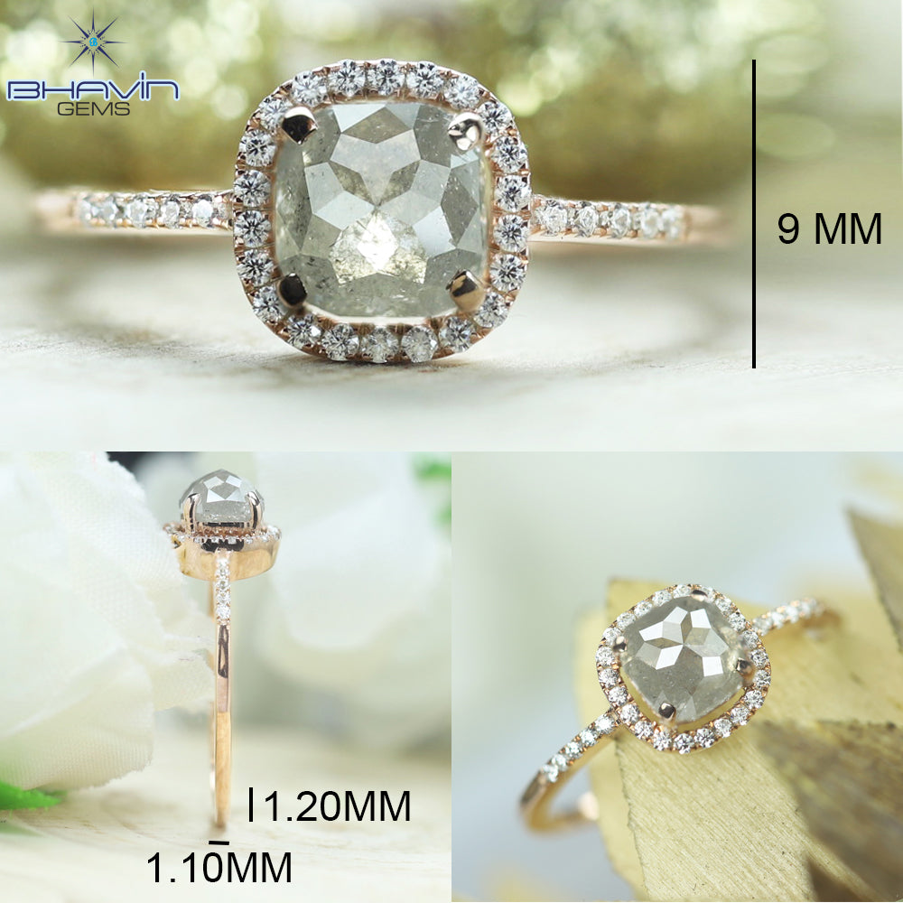 Cushion Diamond Green Yellow Diamond Natural Diamond Gold Ring Engagement Ring