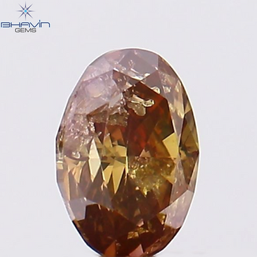 0.25 CT、楕円形、天然ダイヤモンド、ブラウン ピンク色、I1 クラリティ (4.52 MM)