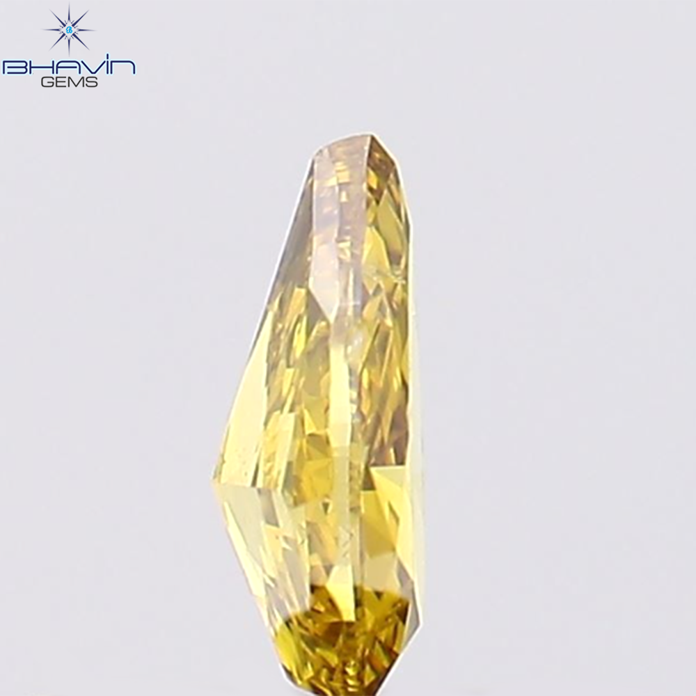 0.19 CT Pear Natural Diamond Enhanced Vivid Yellow Color Clarity VS2 (4.90 MM)