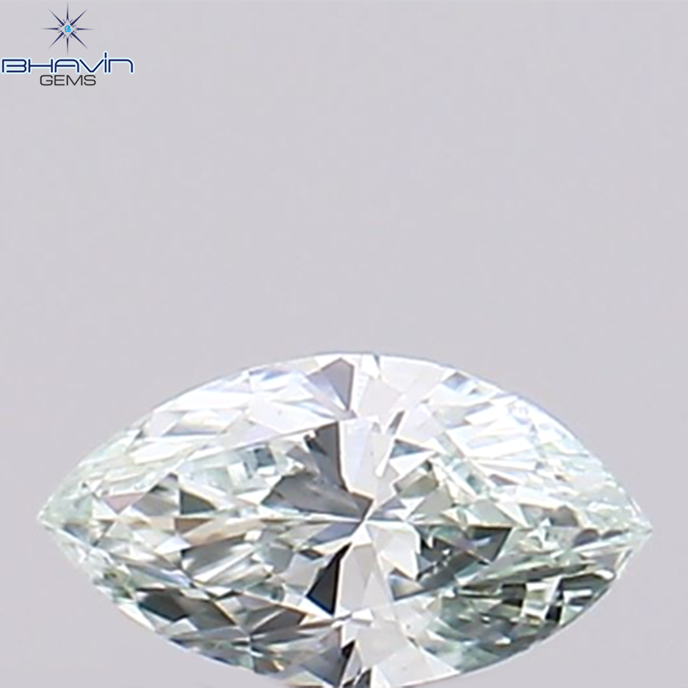 0.08 CT、マーキス シェイプ、天然ダイヤモンドの緑がかった青色、VS2 クラリティ (4.40 MM )