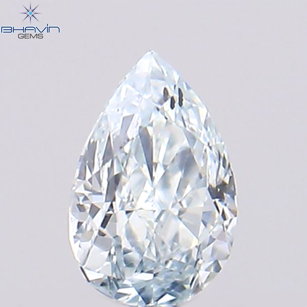 0.12 CT Pear Natural Diamond Enhanced Greenish Blue Color Clarity SI1 (3.60 MM)